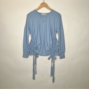 ANDRÉE BY UNIT VICTOR LONG SLEEVE TOP CREWNECK M/L DOUBLE SIDE SCRUNCH BABY BLUE